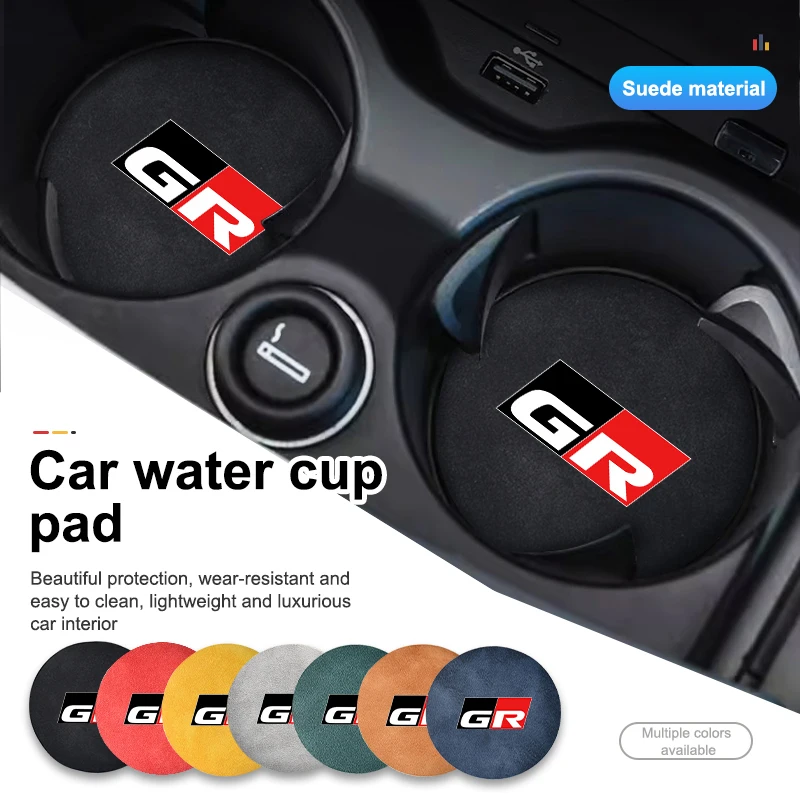 2Pcs Car Water Cup Mat Coaster Non-Slip Pad Auto Accessories cup holder coasters,car coaster pads For Toyota GR Sport Gazoo Racing Yaris 86 Corolla Hilux Supra