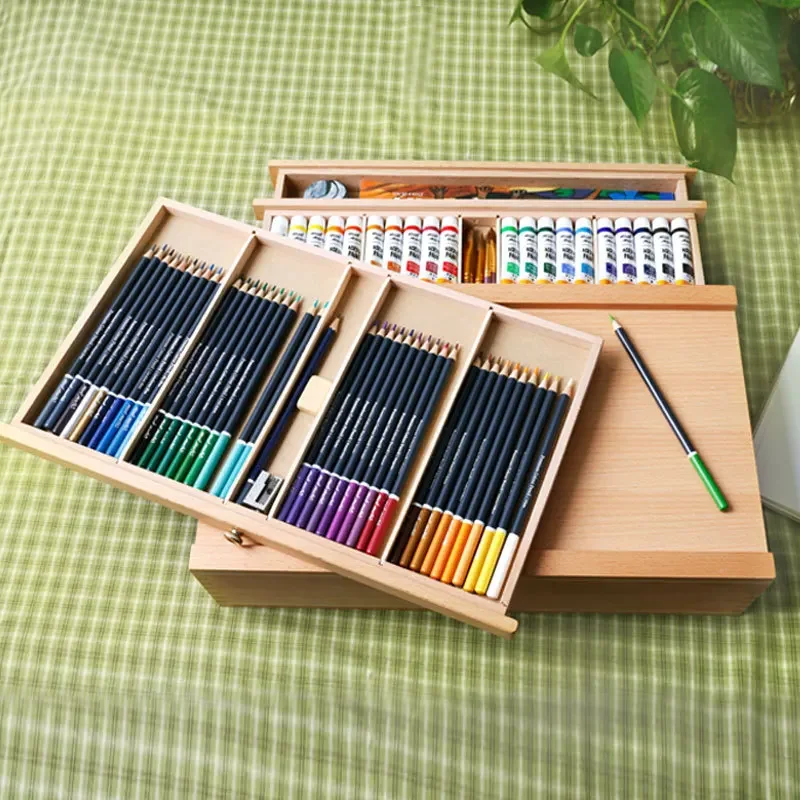 Desktop Easel Wooden Storage Painting Box 40.9x25.9cm sketch easel wooden easel wood table easel 3-layer Drawer Portable Oil Painting Box Sketch Pencil Tool