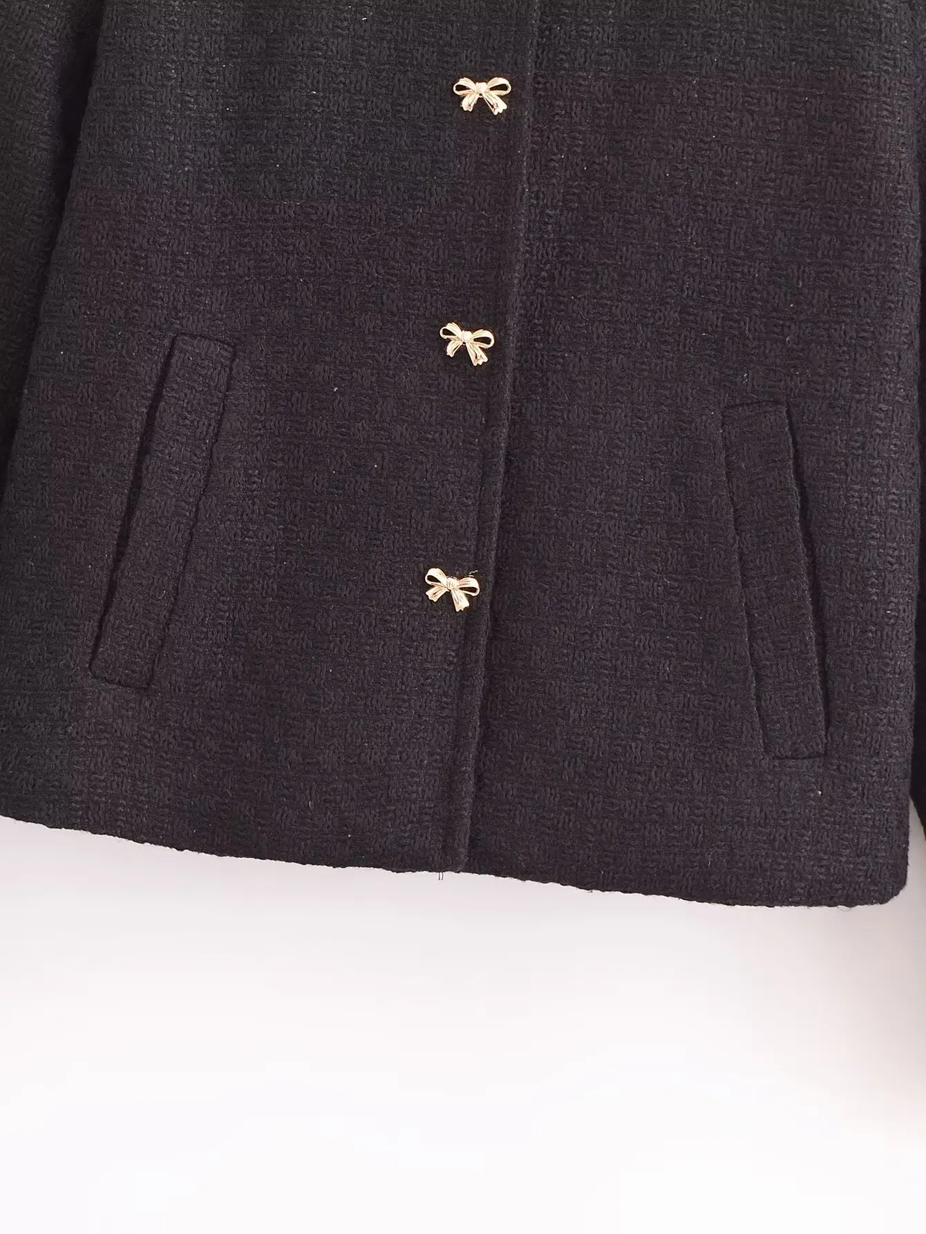 Blazers Women's Jacket Coat 2024 With Pockets Elegant Fashion Solid inszart Black Outwear Bow Button Jackets Jaquetass Femininas