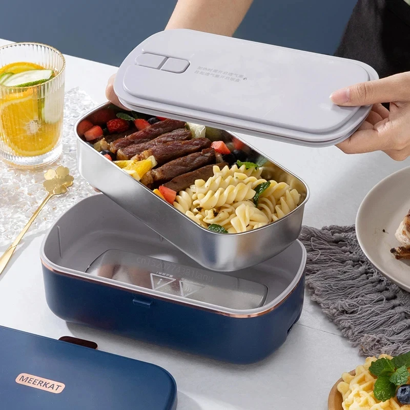 900ml Portable Electric Lunch Box Water Free Heating Bento Box Rice Cooker Thermostatic Heating Food Warmer For Office 220V