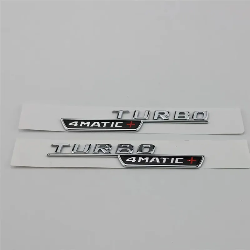 Juego De 2 Emblemas Laterales Cromados "TURBO 4MATIC" Para Mercedes - Adhesivos Decorativos Para Guardabarros