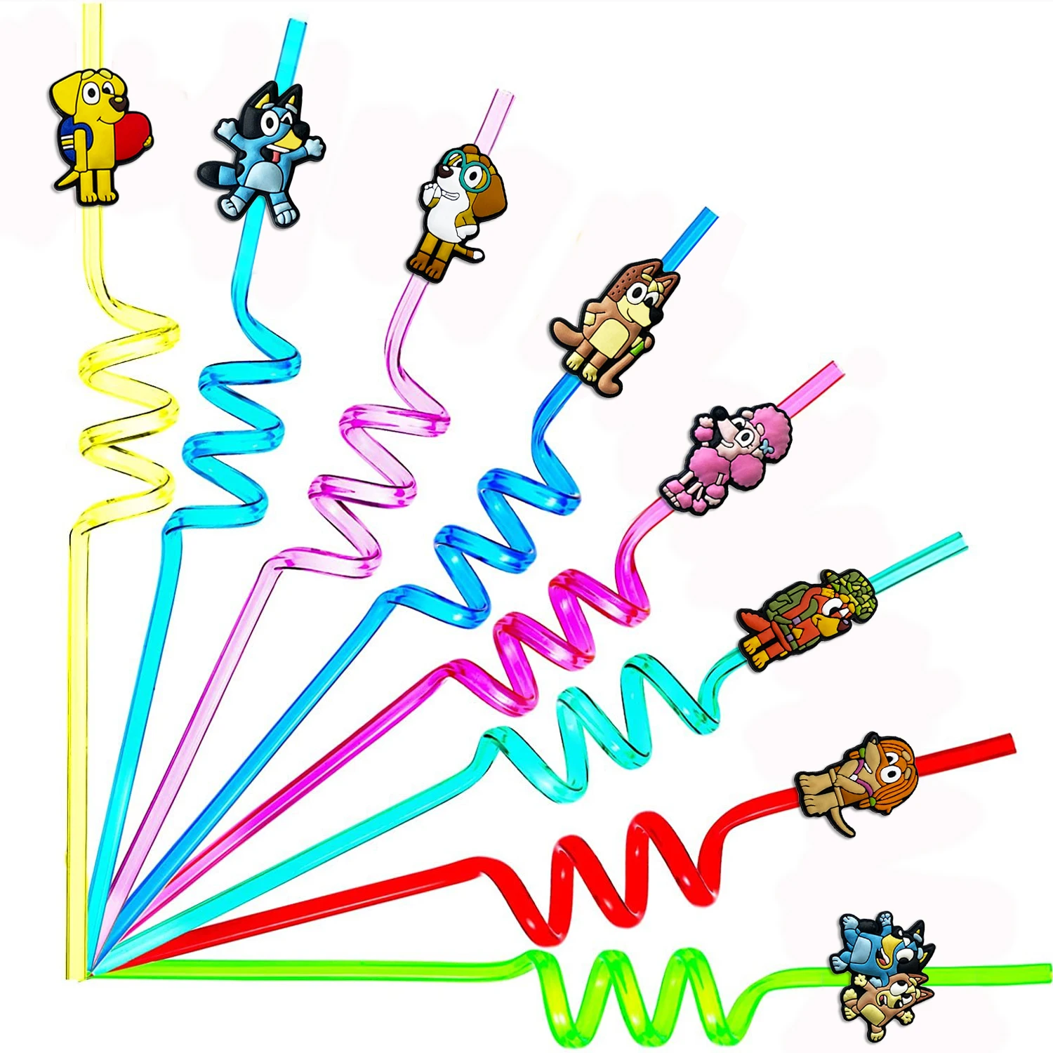 Bluey Party Favors Reusable Drinking Straws Birthday Party Decorations Gifts for Kids Goodie Bag Fillers Gifts Party Supplies