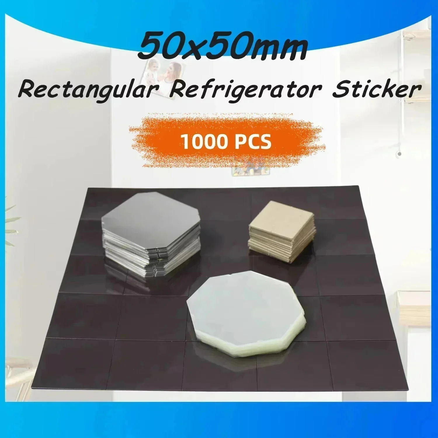 1000Pcs 50*50mm DIY Blank Magnets Consumable 2*2" Soft Magnetic Material Creative Refrigerator Stickers Photo Picture