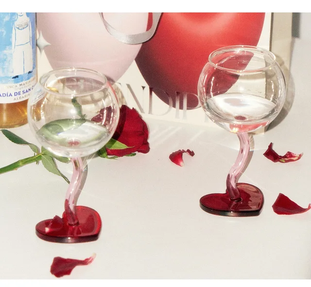 Heart Shaped Cute Wine Glasses With Creative Rose And Red Goblets Perfect  Household Stemware And Gift Cup White And Pink Build In Glass From  Nihaoliang, $19.94