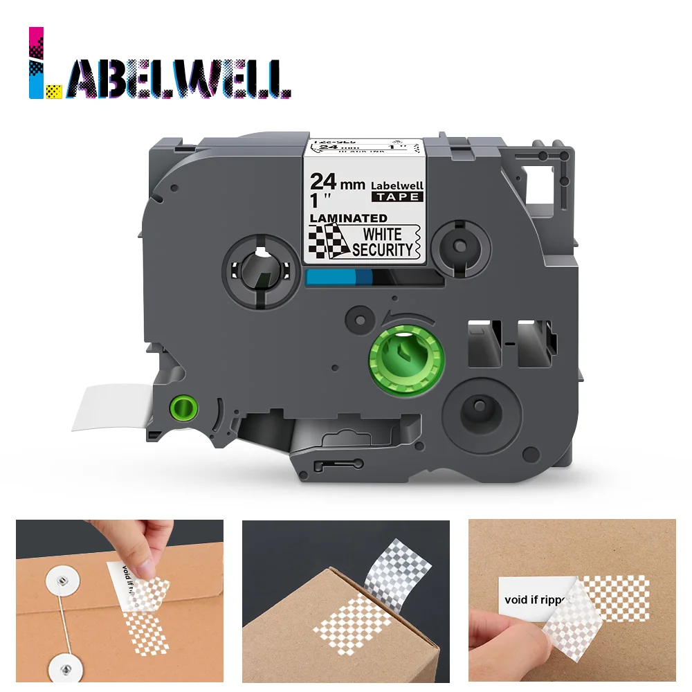 

Labelwell Security tapes SE5 SE4 SE3 Black on White Compatible for Brother SE3 SE4 SE5 For Brother P touch Label Machine pth110