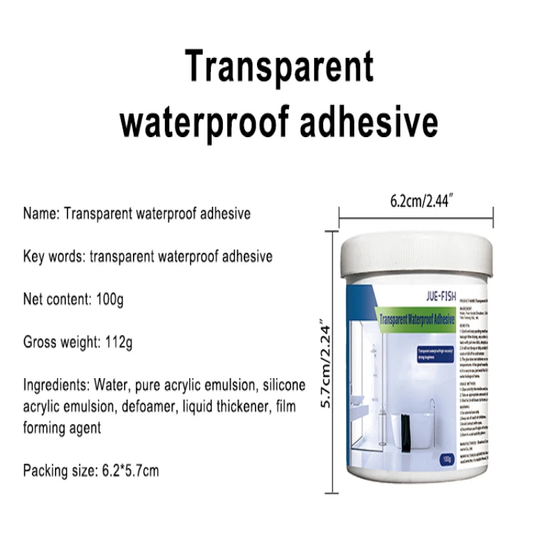 JUE FISH Transparent Waterproof Glue Waterproof Coating Sealant Agent With Brush Adhesive Repair Home Roof Bathroom Hardware