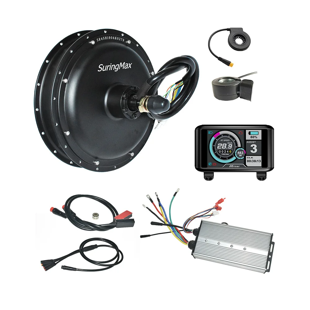 Electric Bicycle 3000w Fat Hub Motor Kit, 72V 85A 100A E-Bike Controller, Rear Freewheel, 175mm 190mm, 100 km/h, 140Nm, 45H