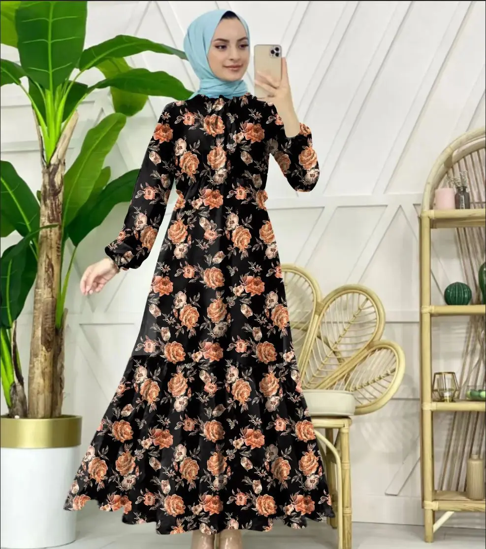 Abayas For Women Summer Muslim Women Long Sleeve Polyester Printing Long  Abaya Muslim Dresses - Abaya - AliExpress