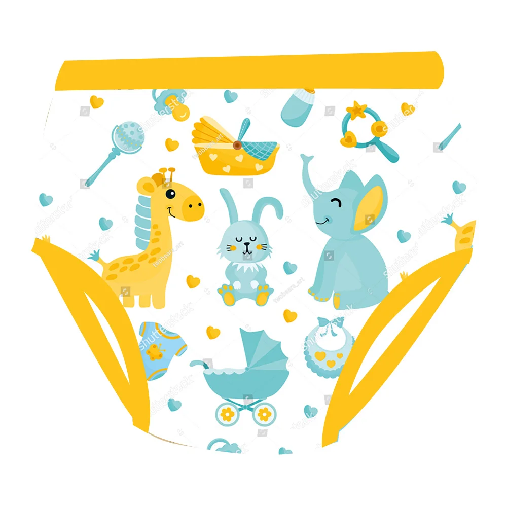 DDLG Adult Printed Trainning Pant Waterproof Adult Baby Nappies Brief With Padding Potty Underweaer Panties For Men