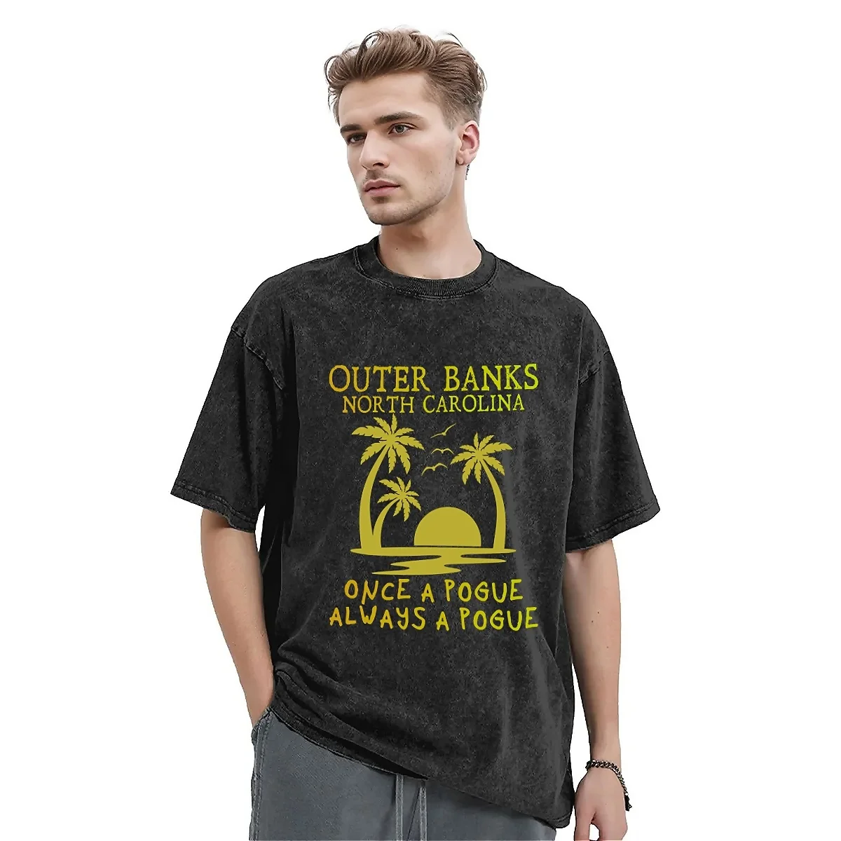Outer Banks T-Shirt Lavata Della Carolina Del Nord Mens Once A Pogue Sempre A Pogue Streetwear T-Shirt In Cotone Summer Harajuku Tee Shirt