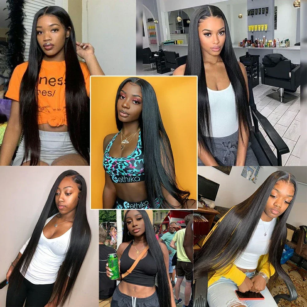 Human Hair Wig 32 36 Inch 13x4 13x6 HD Transparent Straight HD Lace Front 200% Density Brazilian Frontal for Women