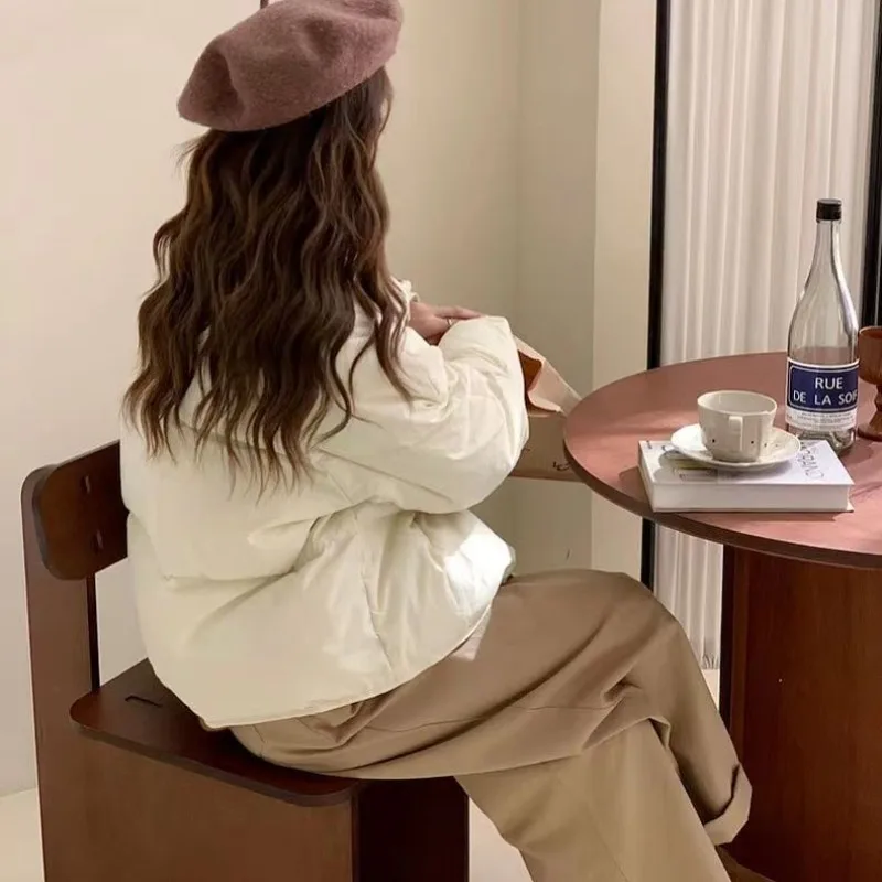 2023 New Women Down Cotton Coat Winter Jacket Female Short-Length Loose Parkas Solid Color Fashion Outwear Warm ThickenOvercoat