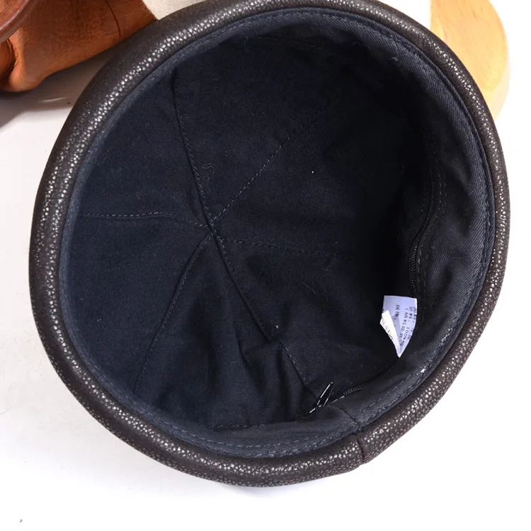 Men's Women's 100% Real leather Beanie Zucchetto Skullcap