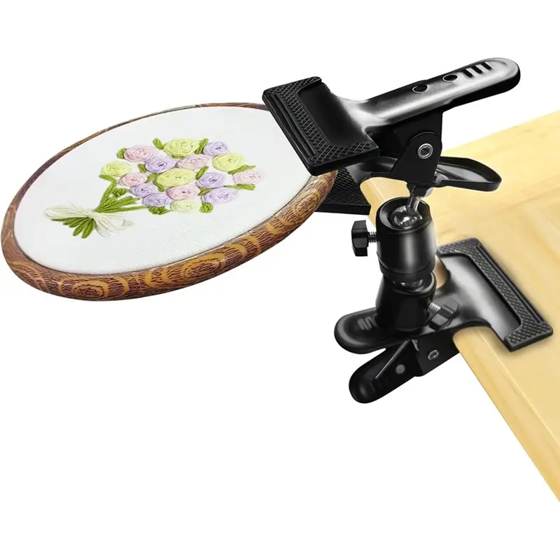 ABKP-Metal Embroidery Hoop Holder-Adjustable Table Clamp Stand Clip(360&deg; Rotation), For DIY Crafting Tabletop