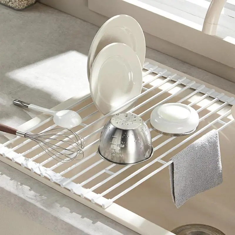 Roll up Drain Rack, Foldable Dish Drying Rack Over The Sink, Drain