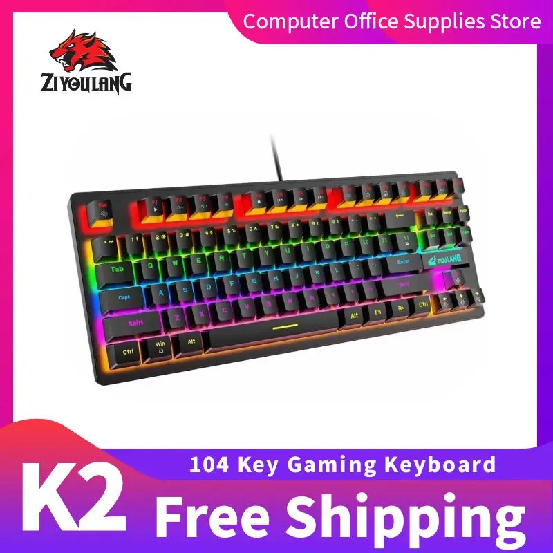 Ziyoulang K2 Wired Mechanical Keyboard RGB Backlit Full Key