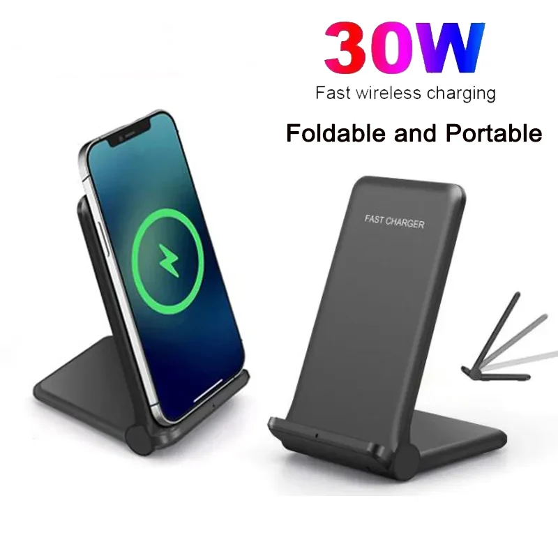 

30W Wireless Charger Stand Holder Induction Fast Charging Pad for Samsung S21 Galaxy For iPhone 14 13 12 for Xiaomi Phone Holder