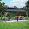 12'x20' Hardtop Metal Gazebo, Outdoor Galvanized Steel Double Roof Canopy, Aluminum Frame Permanent Pavilion 1