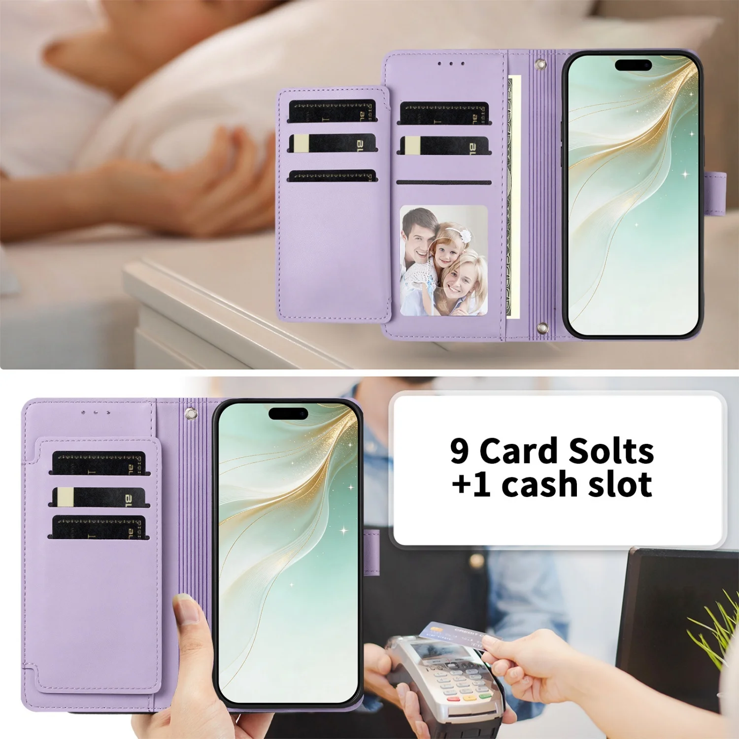Elegant PU Leather Wallet Flip Phone Case Cover