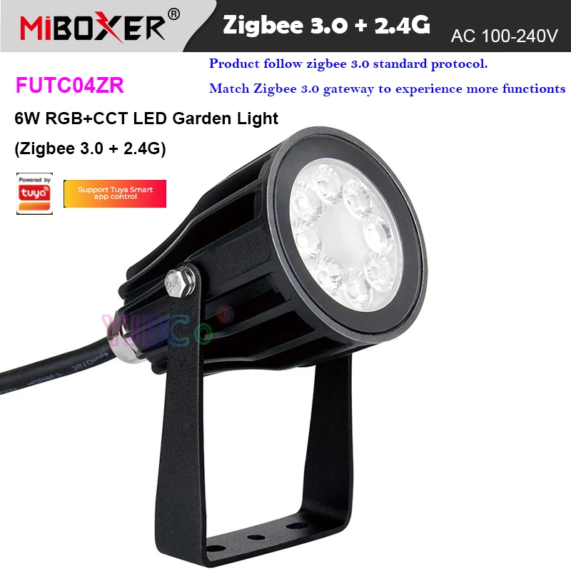 Miboxer Zigbee 3.0 6W RGBCCT LED Garden Lights FUTC04ZR Waterproof IP6 Outdoor Lawn Lamp Zigbee 3.0 gateway/2.4G Remote Control miboxer gu10 4w 6w led spotlight rgb cct light bulb zigbee 3 0 remote app voice control dimmable smart lamp ac 110 220v 50 60hz