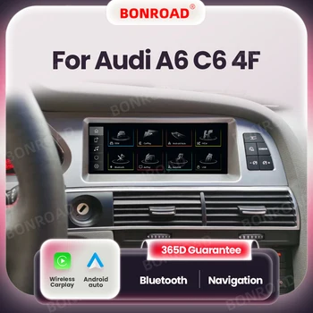 Reproductor de pantalla táctil para coche BONROAD, inalámbrico, CarPlay, Android, para Audi A6 C6 4F 2005-2015, GPS, navegación, Multimedia, estéreo, con Bluetooth, Mirrorlink 1