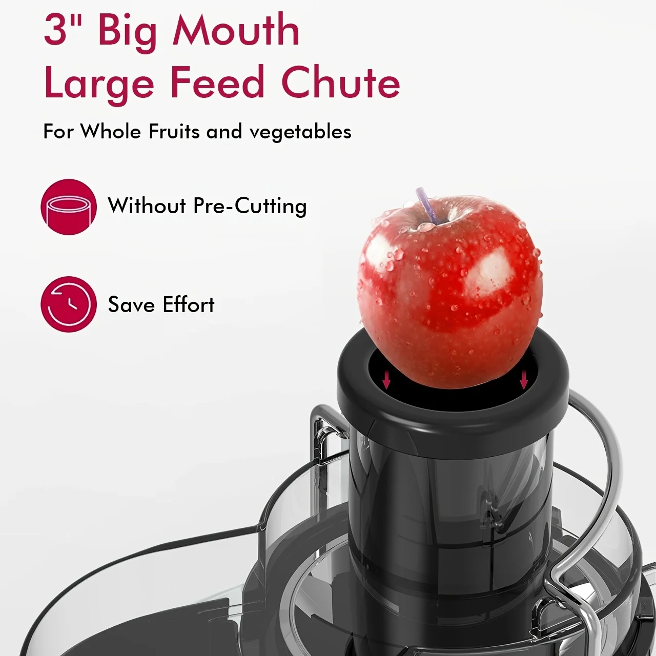 SiFENE Easy-Clean Juicer, 3" Wide Feed for Rapid Fruit and Vegetable Juicing, 3 Speed Settings, BPA-Free, Stainless Steel, Gray 3