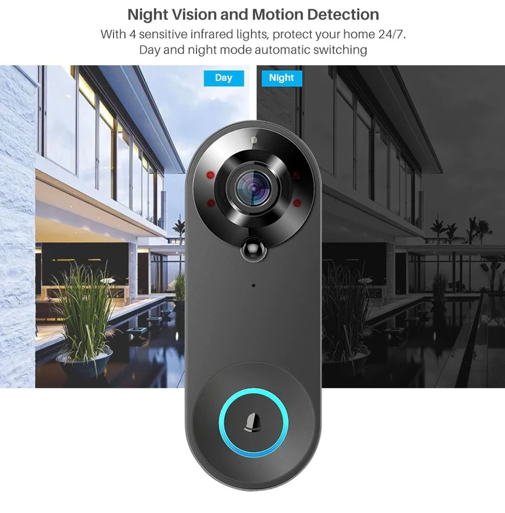 WiFi Video Doorbell 1080P Tuya Smart Wireless Doorbell Night Vision Home Securit