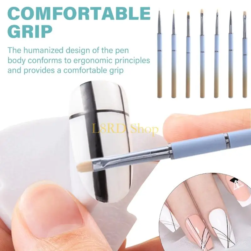 L8RD 6Pcs Nails Art Brushes Nails Gel Polishing Painting Brush Drawing Pen Liner Brush Dotting Pen for Gel