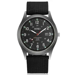 Luxury Men's Quartz Wristwatch with Luminous Hands and Nylon Strap (Style 1 - Black)