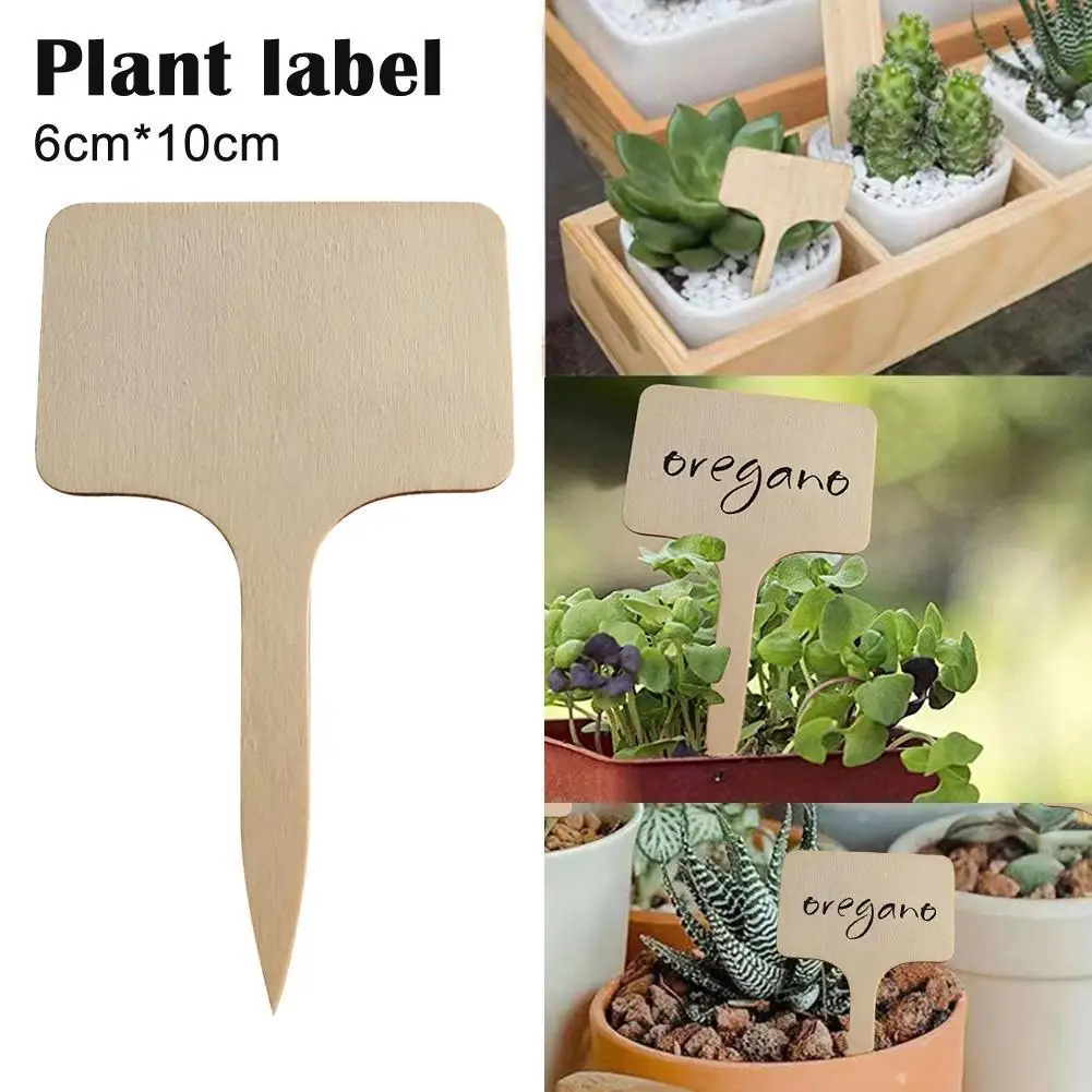 

50PCS T-Type Bamboo Plant Labels Eco-Friendly Wooden Plant Sign Tags Garden Markers For Seed Potted Herbs Flowers Tools