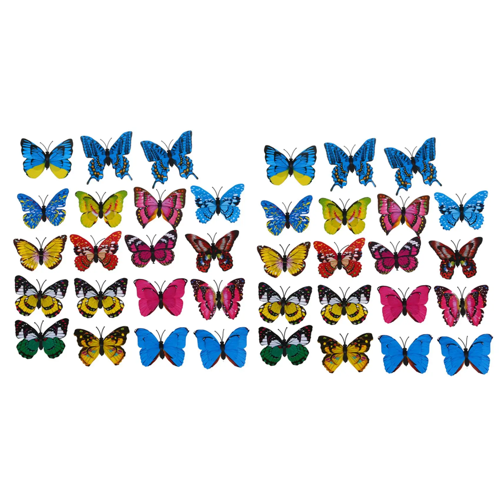 AT05-40Pcs 7Cm 3D 인공 나비 핀 클립 더블 윙 홈 크리스마스 웨딩 장식, 색상 무작위로 보내기