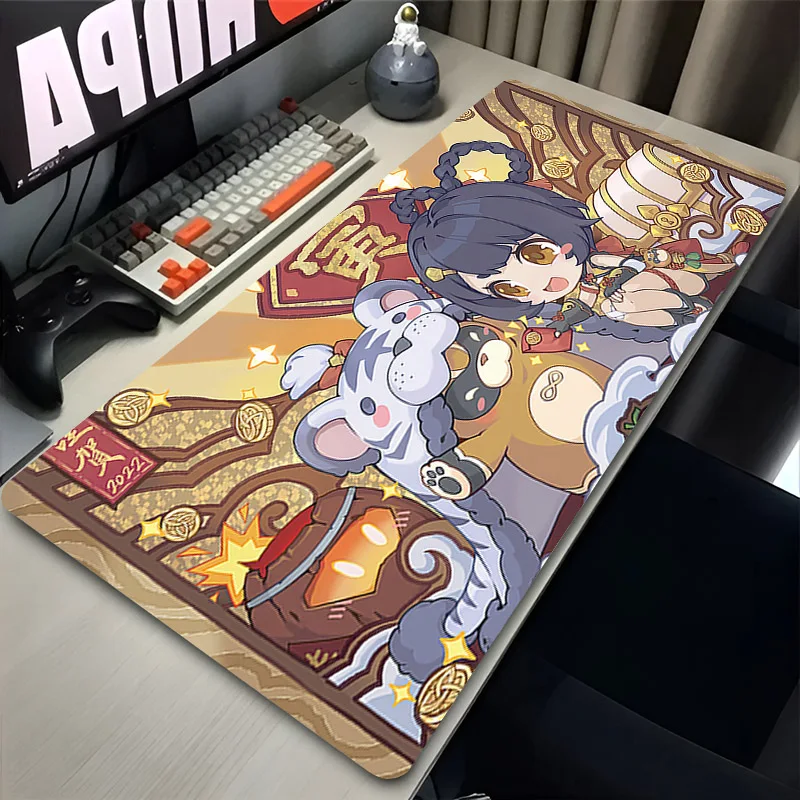 

Genshin Impact Xiangling Kawaii Girl Mousepad Cartoon Desktop Office Mouse Pad Anti Slip Keyboard Pad Game Large Anime Table Mat