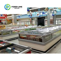 Supermarché horizontal commercial porte supérieure en verre coffre aliments surgelés grande île profonde affichage crème glacée réfrigérateur réfrigérateur congélateur 2