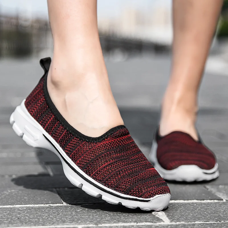 STRONGSHEN Women's Summer Sneakers Slip On Flat Shoe Women's Fashion Casual Loafers Walking Shoe Outdoor Mesh Soft Bottom Sports