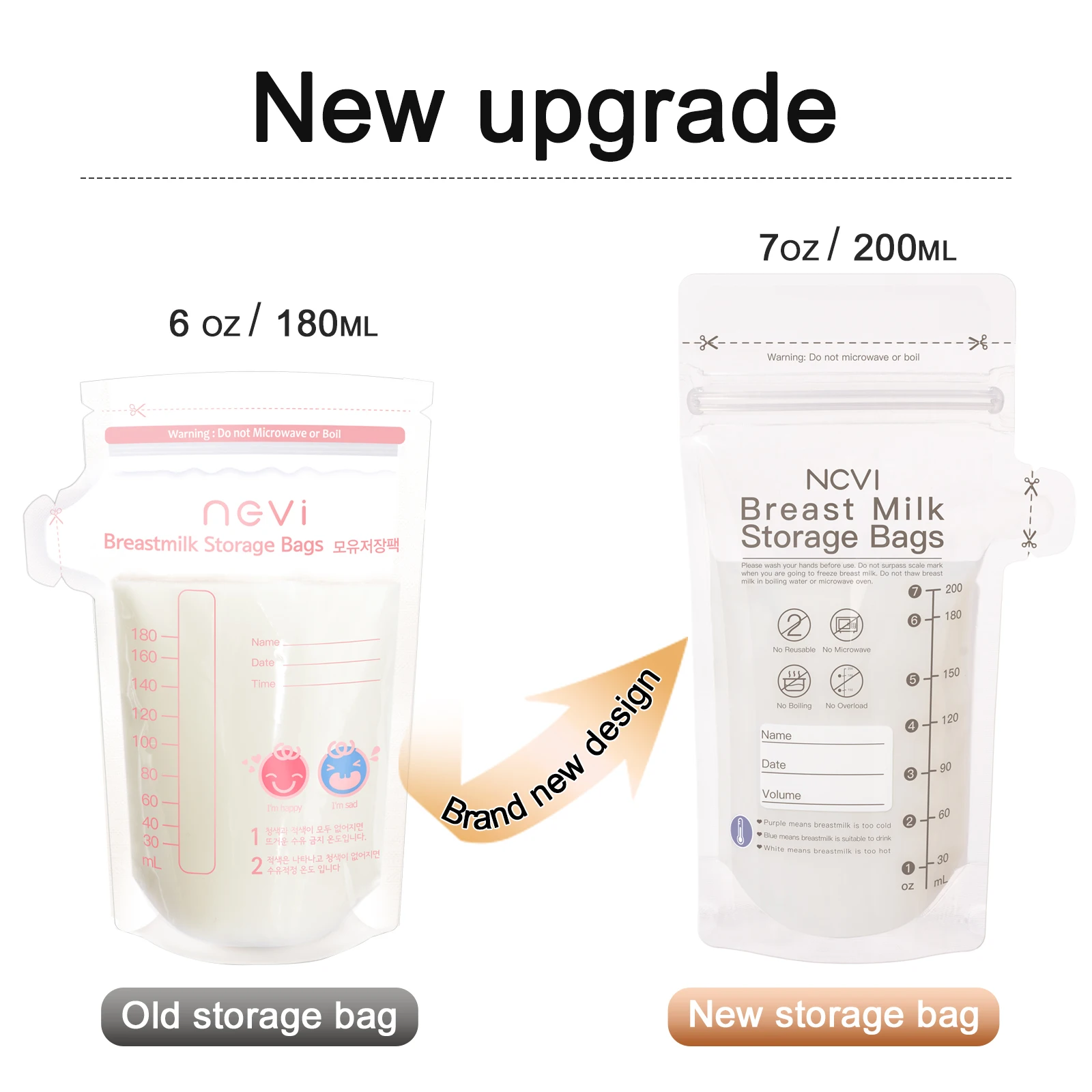 NCVI Breastmilk Storage Bags, 6 Oz Milk Freezer Bags for Long Term Breastfeeding Storage, Temperature Sensing, BPA Free 2