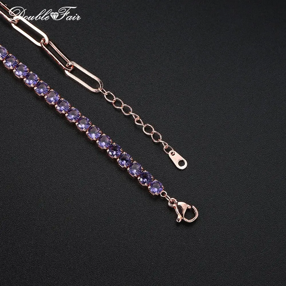 Trendige verstellbare Faltschließe Lila Zirkonia Kristall Tennisarmbänder für Frauen Zierliche Handkette Geschenke für Damenschmuck – Detail 6