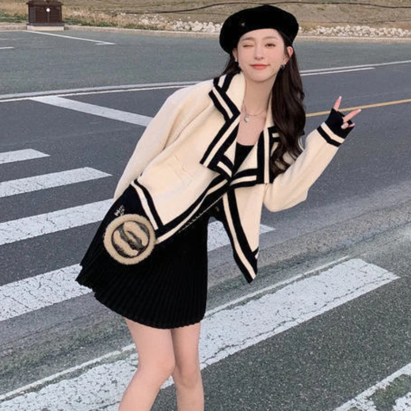 여성용 패널 가디건, 부드럽고 따뜻한 겉옷, 얼짱, 부드러운 패션, 소녀 올 매치, 하이 스트리트, 미학적 기본, 가을