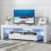 TV Stand for 65 Inch Entertainment Center White TV Stand with 16 Colors RGB Light and Remote  Living Room Bedroom, TV Stand 1