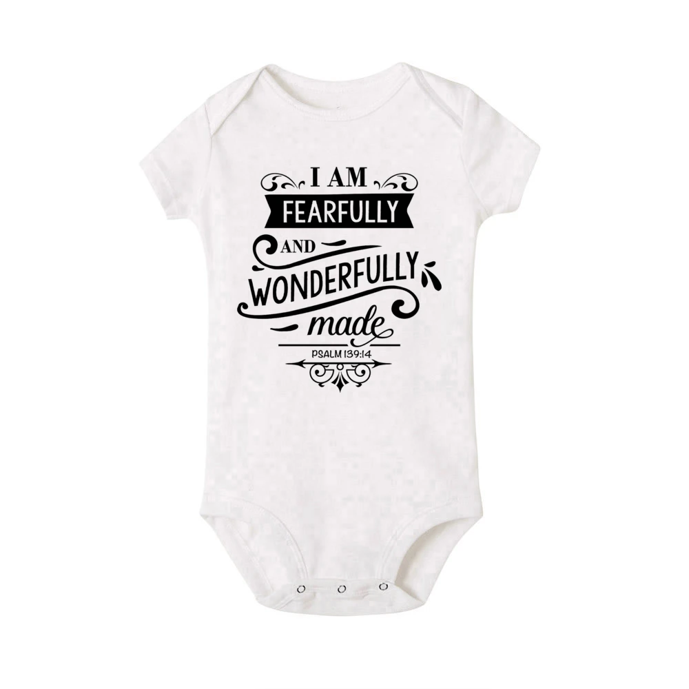 Fearfully and Wonderfully Made Bodysuit Faith Baby Romper Christian Baby Gift Religious Newbron Jumpsuit Boys Girls Clothes 4
