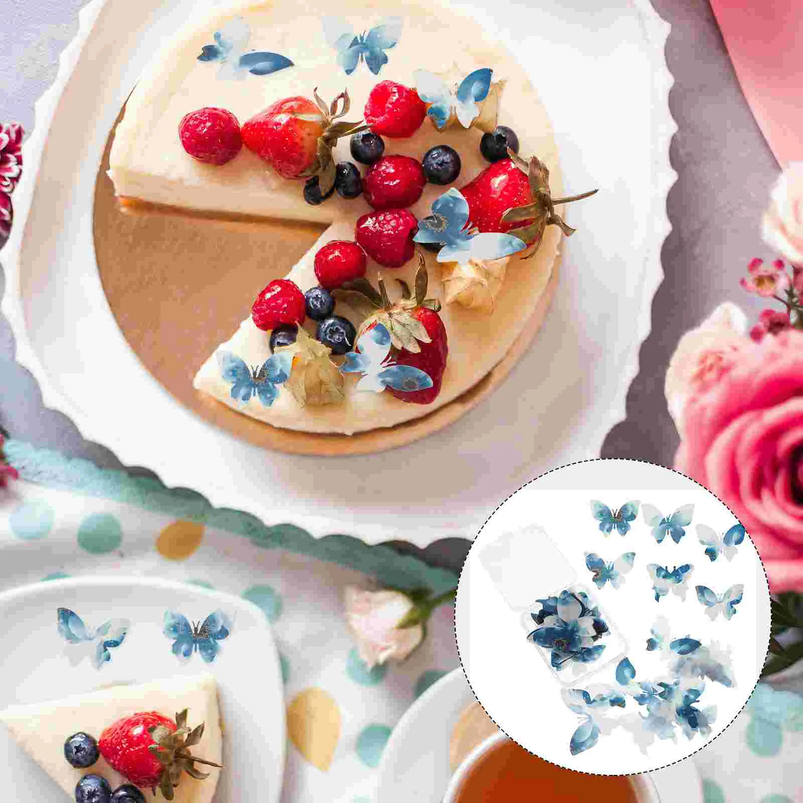 

50pcs Edible Butterflies for Cake Decorating Rice Paper Cake ( Blue )