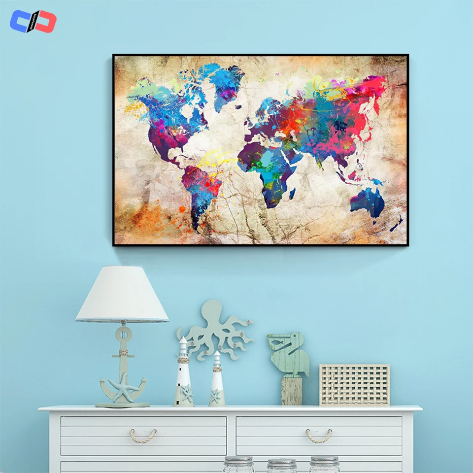 Diamond painting diamond painting accessories full square /round diamond painting world map 5D DIY diamond embroidery landscape mosaic picture of rhinestone home decor