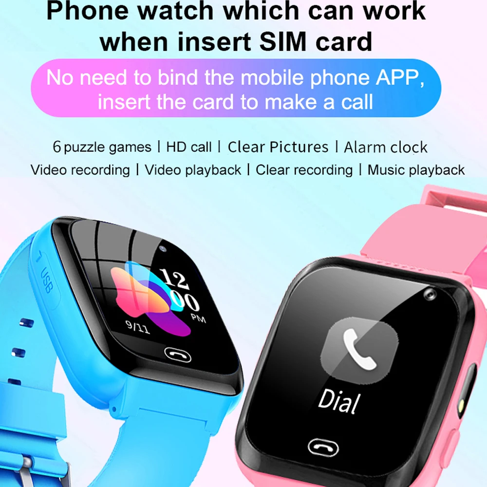 Game Smart Watch Kids Phone Call Music Play Flashlight 6 Games With SD Card Smartwatch Clock For Boys Girls Gifts 2