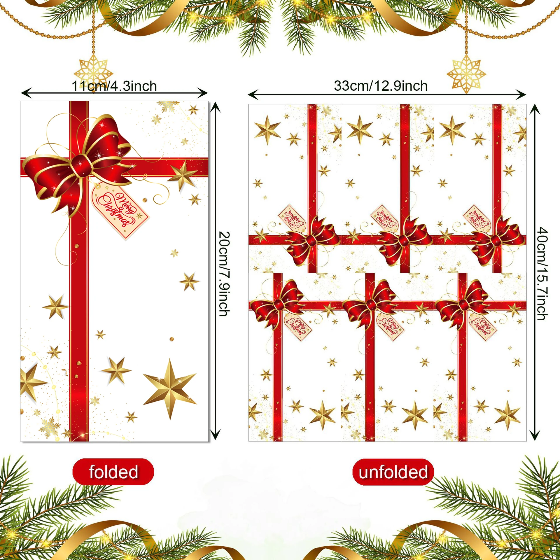 100PCS Christmas Gift Bowknot Paper Napkins 33*40CM 2-Ply Disposable Christmas Table Paper Towel For Xmas Wedding New Year Decor