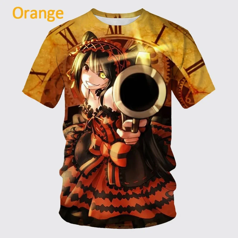

Fashion Anime Date A Live 3d Printing Short-sleeved T-shirt Personality Hip-hop Unisex Casual Round Neck Sports Graphic T-shirt