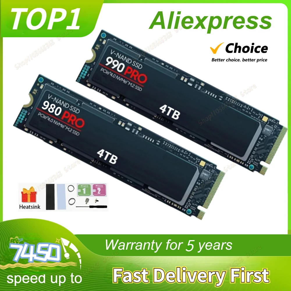 

980Pro New 990PRO 8TB 4TB 2TB 1TB PCIe Gen 5.0x4 SSD Internal Solid State Hard Drive NVMe M.2 2280 for Laptop PS5 Desktop PC