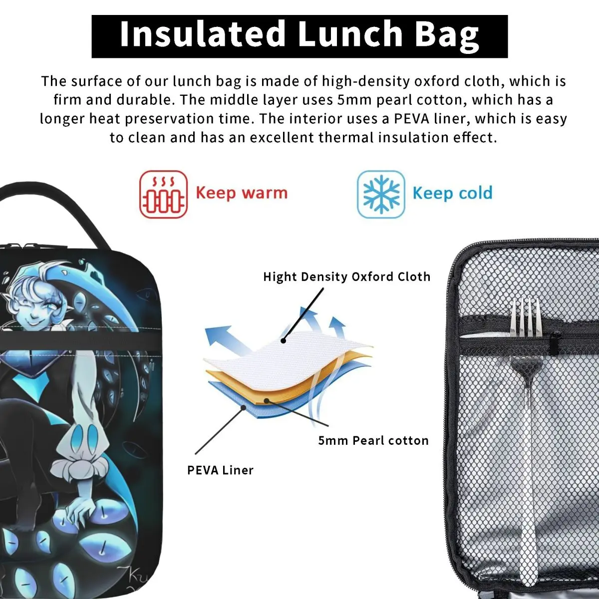 Insulated Lunch Tote Bag Cookie Run Kingdom Shadow Milk Cookie Product Food Box INS Trendy Cooler Thermal Bento Box For Travel