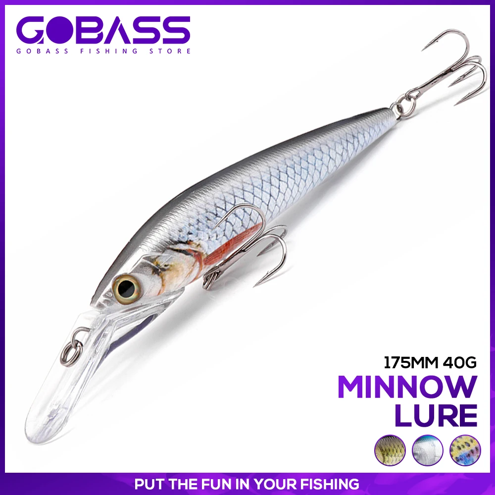 

GOBASS Jerkbait Minnow Fishing Lure 175mm 40g Floating Wobbler Long Casting Trolling Artificial Hard Bait for Sea Bass Pike Lure