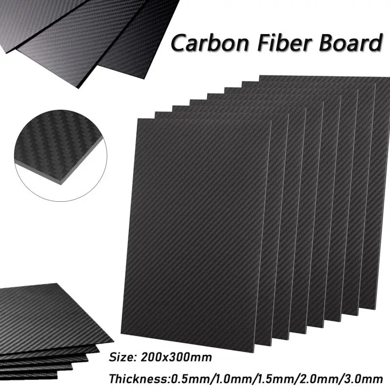 1 Stück 200 x 300 mm, volle 3K-Carbonfaser-Platte, hochfeste Carbon-Platte, Dicke 0,5 mm, 1,0 mm, 1,5 mm, 2 mm, 3 mm