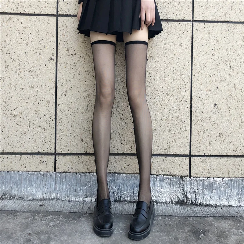 

Ultra-Thin Transparent Stockings Knee Socks Women's Summer Long Sexy Jk Calf Socks Black Thigh High White Silk Stockings