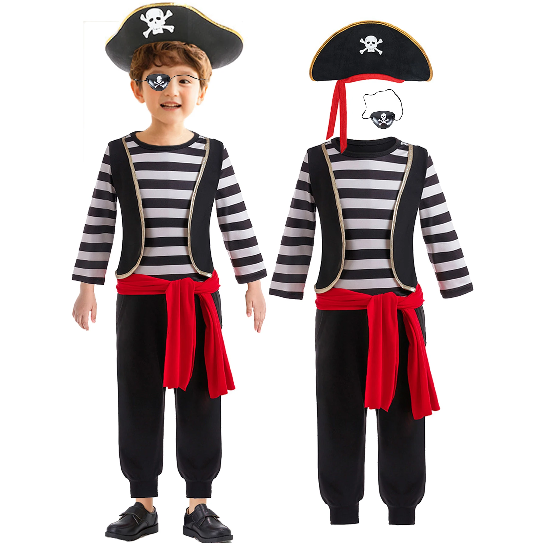 Kids Cosplay Costume Carnival Easter Pirate Hat Belt Toddler Boys Girls Pirate Birthday Party Outfits Sets